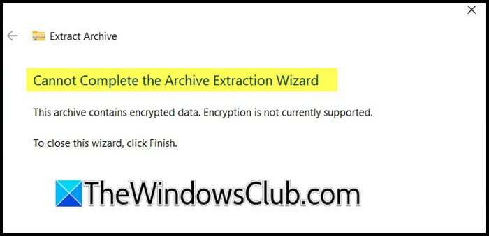 Impossible de terminer l'extraction des archives sous Windows 11
